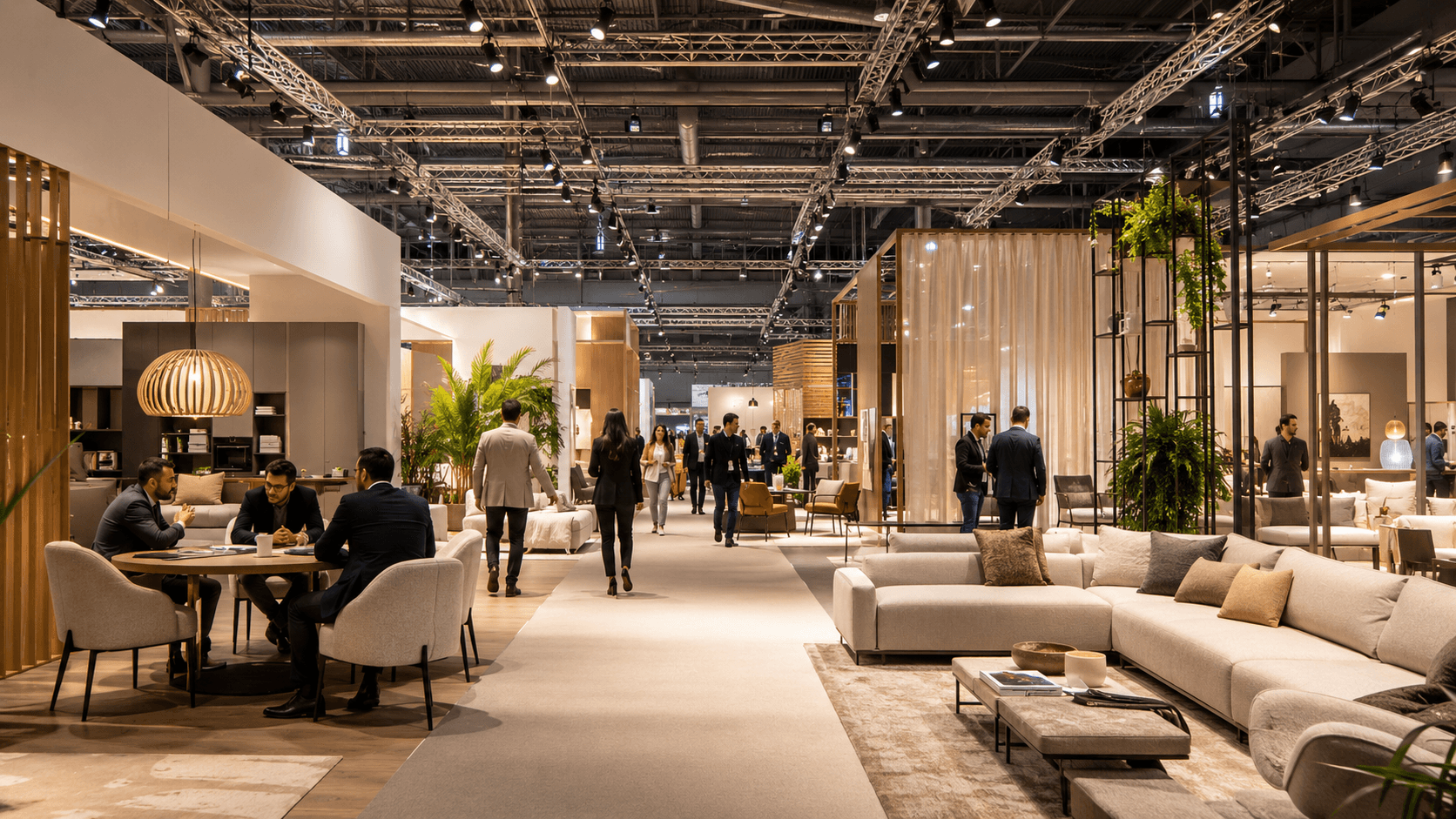 Professional visitors and exhibitors inside a home and interiors exhibition